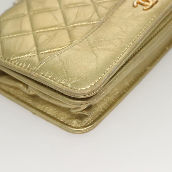 CHANEL Matelasse Ketten-Umhängetasche Leder Gold CC Authentisch 132419