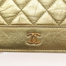 CHANEL Matelasse Ketten-Umhängetasche Leder Gold CC Authentisch 132419-17