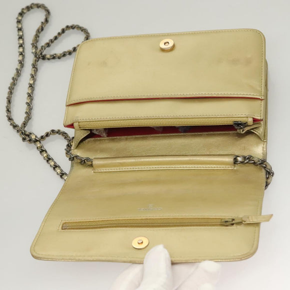 CHANEL Matelasse Ketten-Umhängetasche Leder Gold CC Authentisch 132419