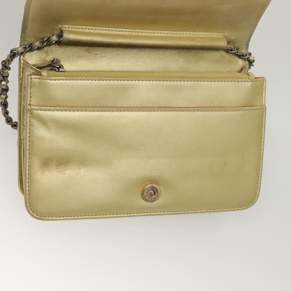 CHANEL Matelasse Ketten-Umhängetasche Leder Gold CC Authentisch 132419