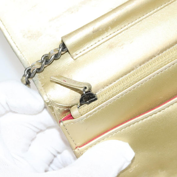 CHANEL Matelasse Ketten-Umhängetasche Leder Gold CC Authentisch 132419