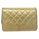 CHANEL Matelasse Ketten-Umhängetasche Leder Gold CC Authentisch 132419-13