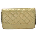 CHANEL Matelasse Chain Shoulder Bag Leather Gold CC Auth 132419-2