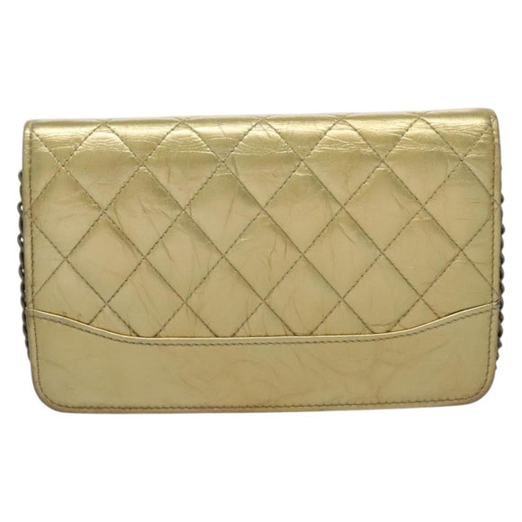 CHANEL Matelasse Ketten-Umhängetasche Leder Gold CC Authentisch 132419