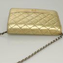 CHANEL Matelasse Chain Shoulder Bag Leather Gold CC Auth 132419-6