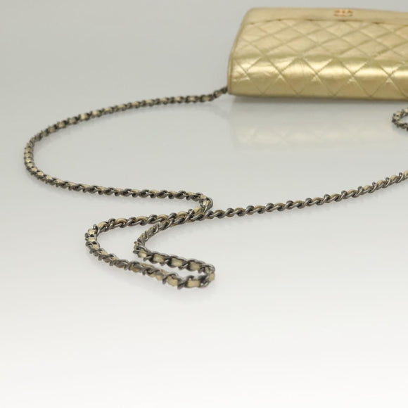 CHANEL Matelasse Ketten-Umhängetasche Leder Gold CC Authentisch 132419