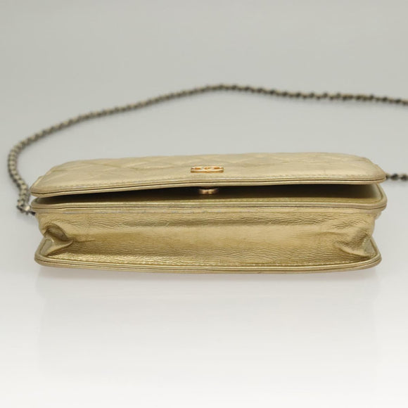 CHANEL Matelasse Ketten-Umhängetasche Leder Gold CC Authentisch 132419