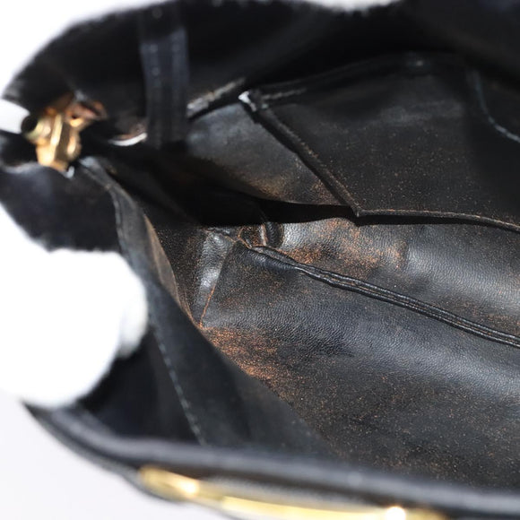 Salvatore Ferragamo Vala Shoulder Bag Leather Black Silver Auth 132421