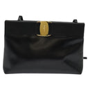 Salvatore Ferragamo Vala Shoulder Bag Leather Black Silver Auth 132421-13