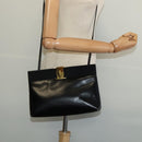 Salvatore Ferragamo Vala Shoulder Bag Leather Black Silver Auth 132421-20