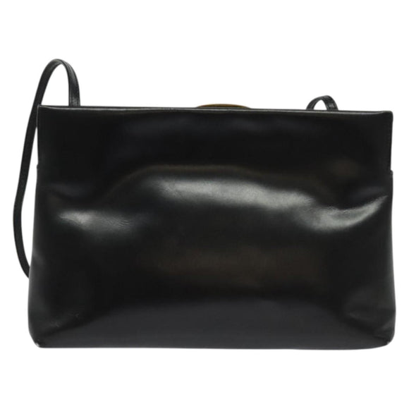 Salvatore Ferragamo Vala Shoulder Bag Leather Black Silver Auth 132421