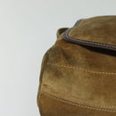 LOEWE Shoulder Bag Suede Brown Gold Auth 132430-9