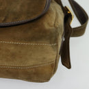 LOEWE Shoulder Bag Suede Brown Gold Auth 132430-14
