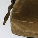 LOEWE Shoulder Bag Suede Brown Gold Auth 132430-15