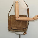 LOEWE Shoulder Bag Suede Brown Gold Auth 132430-19