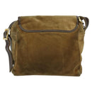 LOEWE Shoulder Bag Suede Brown Gold Auth 132430-2