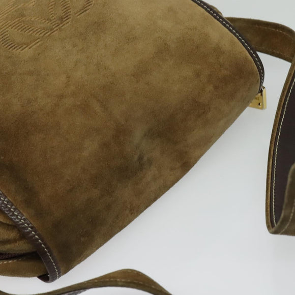 LOEWE Shoulder Bag Suede Brown Gold Auth 132430