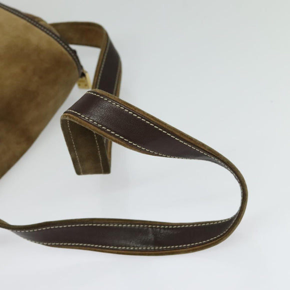 LOEWE Shoulder Bag Suede Brown Gold Auth 132430