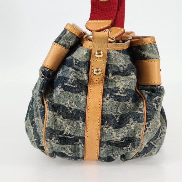 LOUIS VUITTON Monogram Denim Porte Epaul Rey MM Bag Blue M95334 LV Auth 132443V