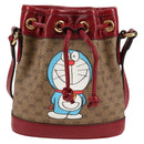 GUCCI Micro GG Supreme Doraemon Collaboration Bag PVC Beige Gold Auth 132450SAM-13