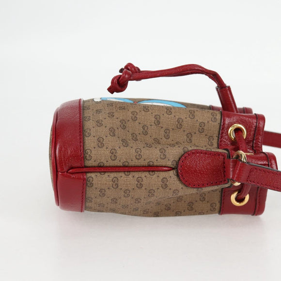 GUCCI Micro GG Supreme Doraemon Collaboration Bag PVC Beige Gold Auth 132450SAM