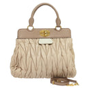 Miu Miu Matelasse Hand Bag Leather 2way Beige Gold Auth 132451-1