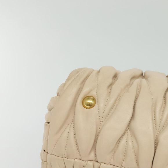 Miu Miu Matelasse Hand Bag Leather 2way Beige Gold Auth 132451