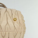 Miu Miu Matelasse Hand Bag Leather 2way Beige Gold Auth 132451-11