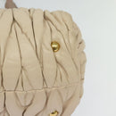 Miu Miu Matelasse Hand Bag Leather 2way Beige Gold Auth 132451-13
