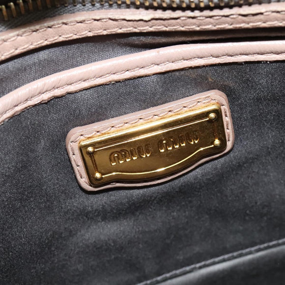 Miu Miu Matelasse Hand Bag Leather 2way Beige Gold Auth 132451