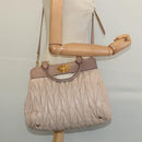 Miu Miu Matelasse Hand Bag Leather 2way Beige Gold Auth 132451-23