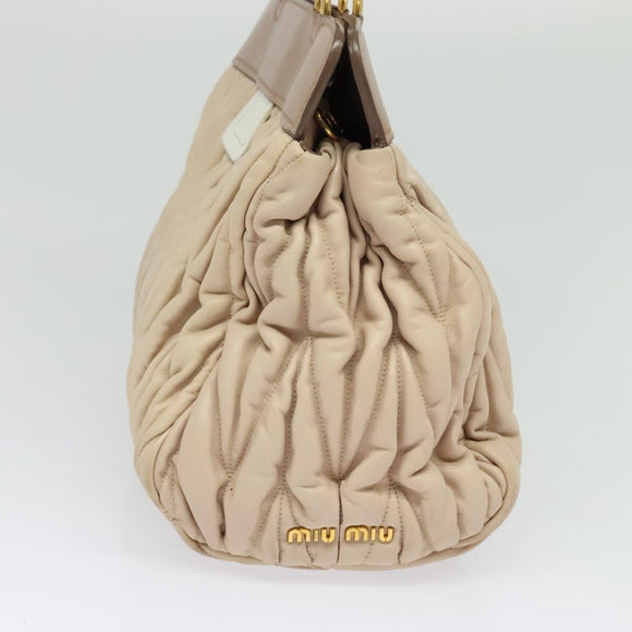 Miu Miu Matelasse Hand Bag Leather 2way Beige Gold Auth 132451