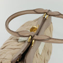 Miu Miu Matelasse Hand Bag Leather 2way Beige Gold Auth 132451-6