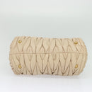 Miu Miu Matelasse Hand Bag Leather 2way Beige Gold Auth 132451-9