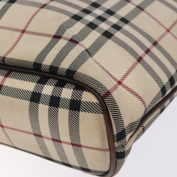BURBERRY Nova Check Hand Bag Canvas Beige Silver Auth 132453