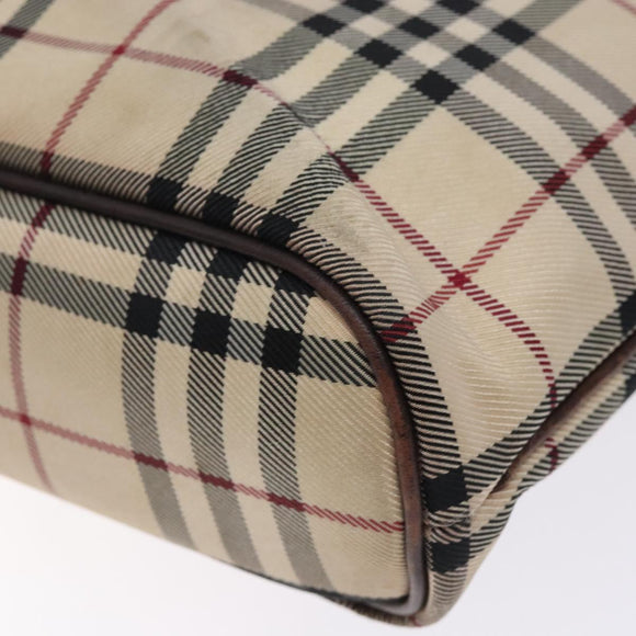 BURBERRY Nova Check Hand Bag Canvas Beige Silver Auth 132453