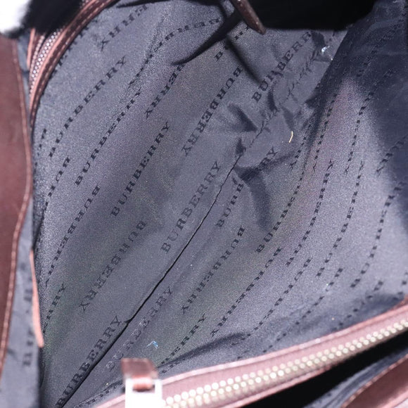 BURBERRY Nova Check Hand Bag Canvas Beige Silver Auth 132453