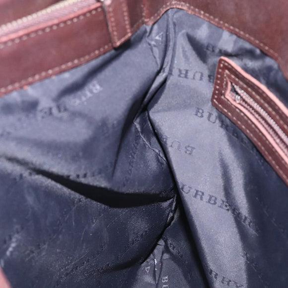 BURBERRY Nova Check Hand Bag Canvas Beige Silver Auth 132453