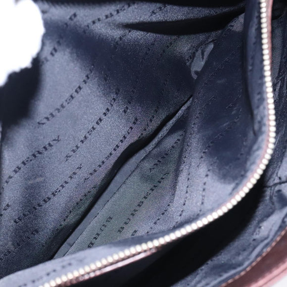 BURBERRY Nova Check Hand Bag Canvas Beige Silver Auth 132453