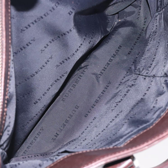 BURBERRY Nova Check Hand Bag Canvas Beige Silver Auth 132453