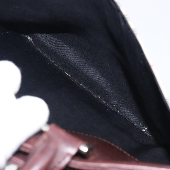 BURBERRY Nova Check Hand Bag Canvas Beige Silver Auth 132453