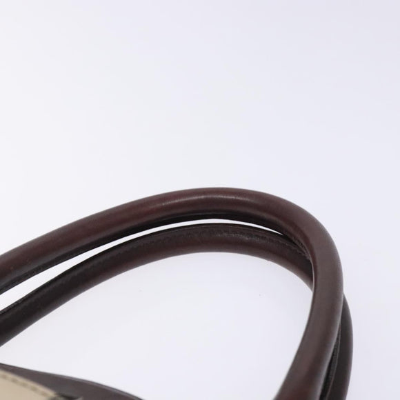 BURBERRY Nova Check Hand Bag Canvas Beige Silver Auth 132453