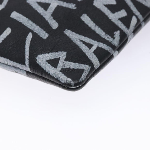 BALENCIAGA Clutch Bag Leather Black 494040 Auth 132454