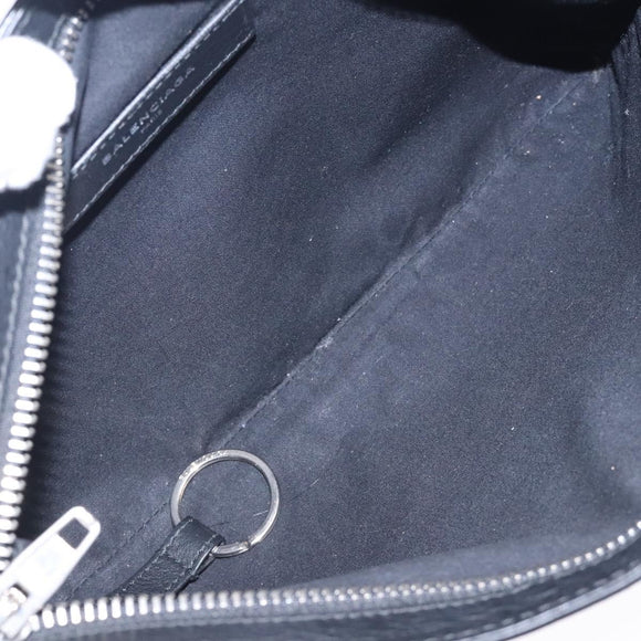 BALENCIAGA Clutch Bag Leather Black 494040 Auth 132454