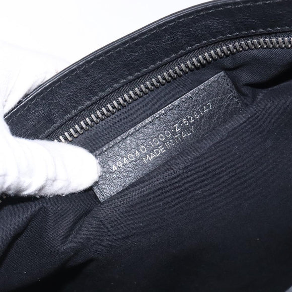 BALENCIAGA Clutch Bag Leather Black 494040 Auth 132454