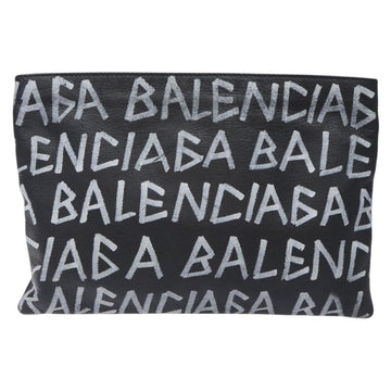 BALENCIAGA Clutch Bag Leather Black 494040 Auth 132454 - 0