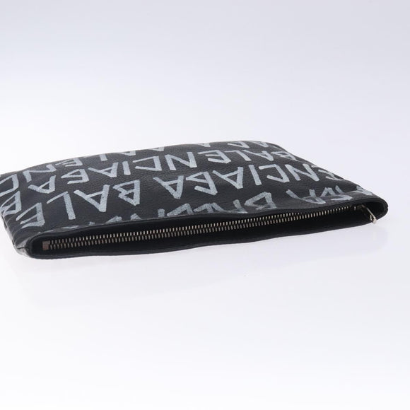 BALENCIAGA Clutch Bag Leather Black 494040 Auth 132454