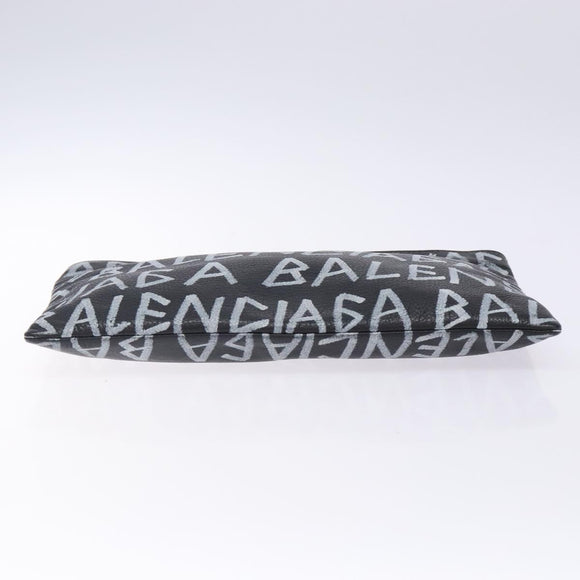 BALENCIAGA Clutch Bag Leather Black 494040 Auth 132454
