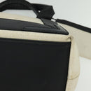 BALENCIAGA Navy Kabas Hand Bag Canvas Ivory Silver Auth 132455-11