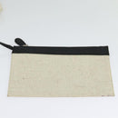 BALENCIAGA Navy Kabas Hand Bag Canvas Ivory Silver Auth 132455-19